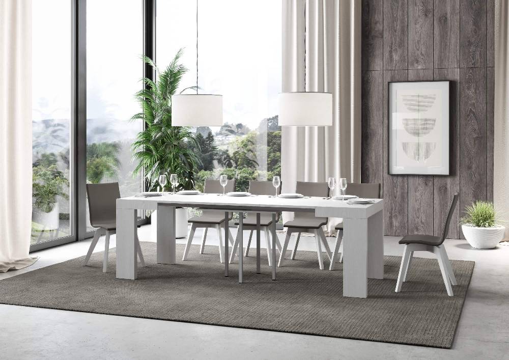 Itamoby Tavolo Roxell Allungabile Bianco Frassino 90×90 Allungato 246 Vendita Economica