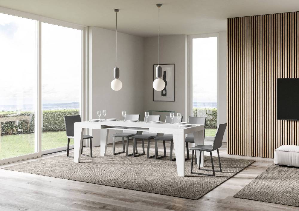 Itamoby Tavolo Naxy Allungabile Bianco Frassino 90×130 Allungato 390 Italy
