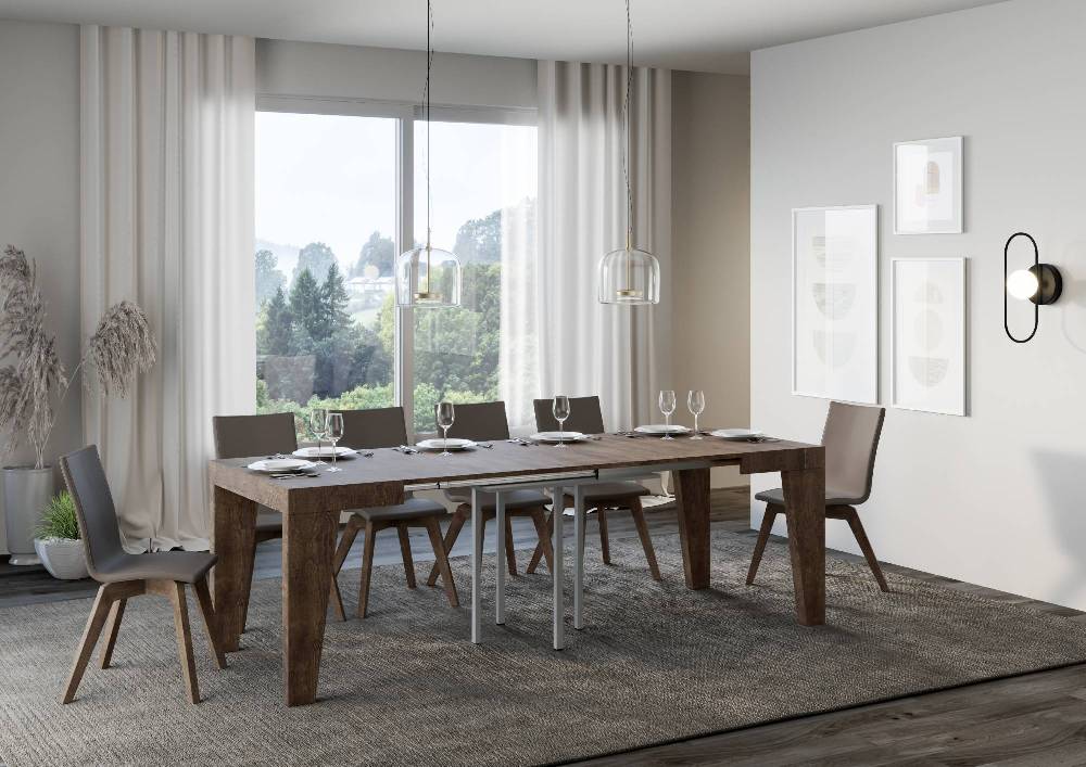 Itamoby Tavolo Naxy Allungabile Noce 90×90 Allungato 246 Saldi Di Fabbrica