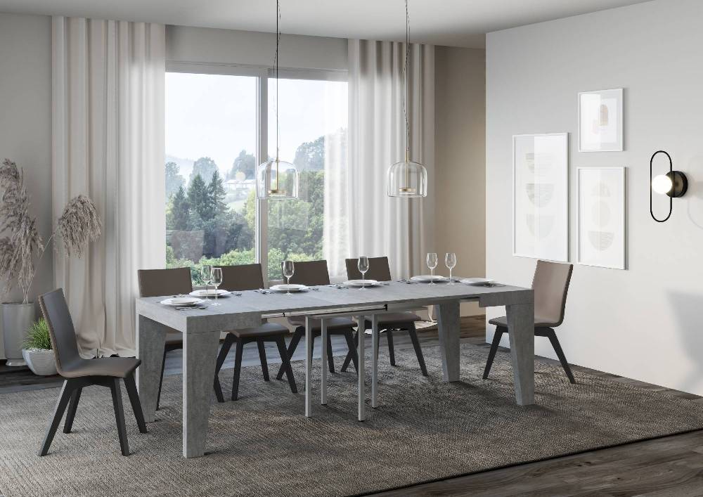 Itamoby Tavolo Naxy Allungabile Cemento 90×90 Allungato 246 I Più Venduti