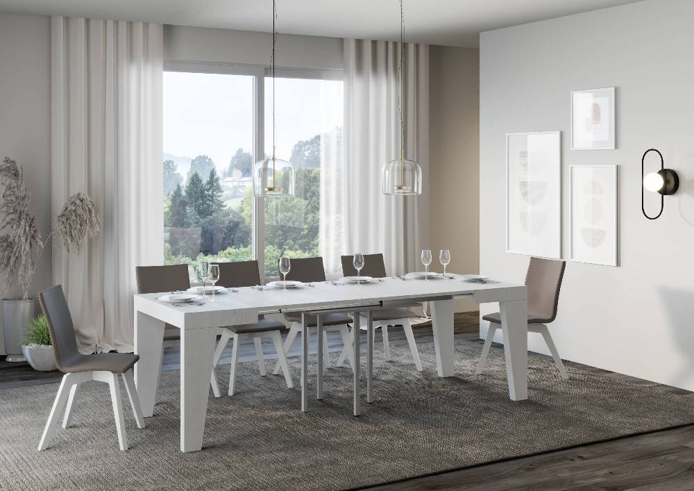 Itamoby Tavolo Naxy Allungabile Bianco Frassino 90×90 Allungato 246 Negozio