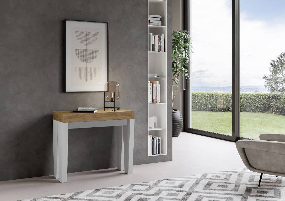 Itamoby Consolle Spimbo Mix Piano Quercia Natura Gambe Bianco Frassino Smaltimento dello stoccaggio