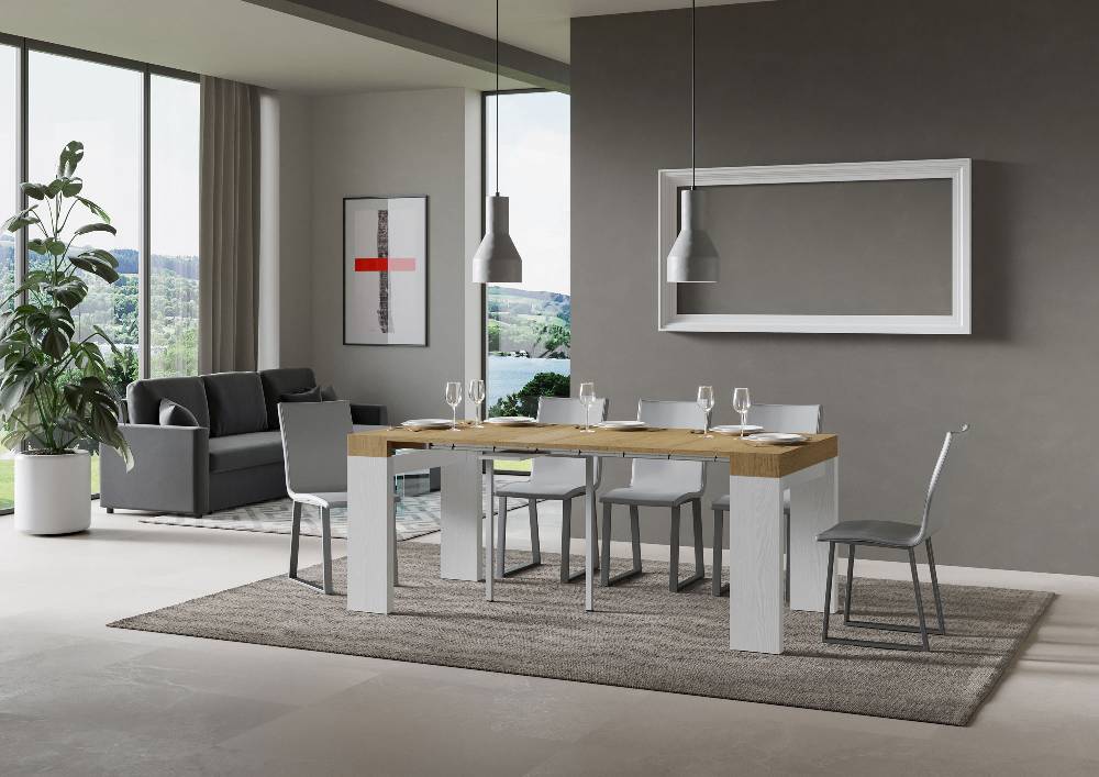 Itamoby Consolle Roxell Mix Small Piano Quercia Natura Gambe Bianco Frassino Liquidazione