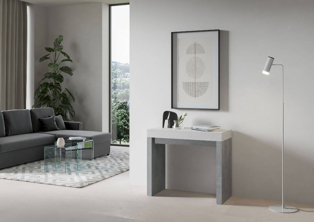 Itamoby Consolle Roxell Mix Small Piano Bianco Frassino Gambe Cemento Offerte giornaliere