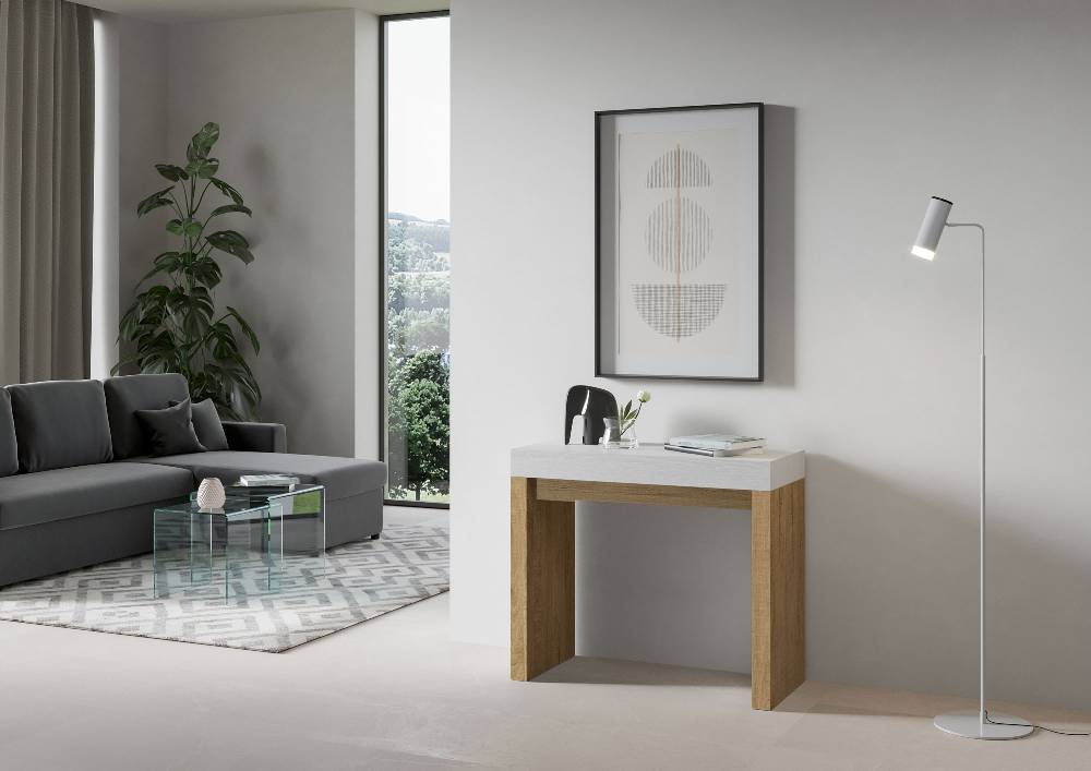 Itamoby Consolle Roxell Mix Small Piano Bianco Frassino Gambe Quercia Natura Offerte speciali