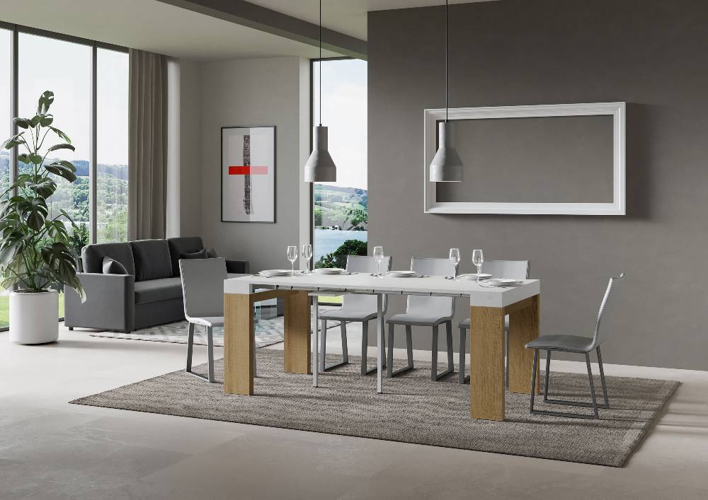 Itamoby Consolle Roxell Mix Small Piano Bianco Frassino Gambe Quercia Natura Offerte speciali