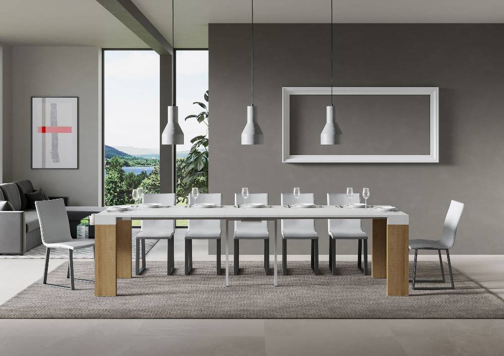 Itamoby Consolle Roxell Mix Small Piano Bianco Frassino Gambe Quercia Natura Offerte speciali