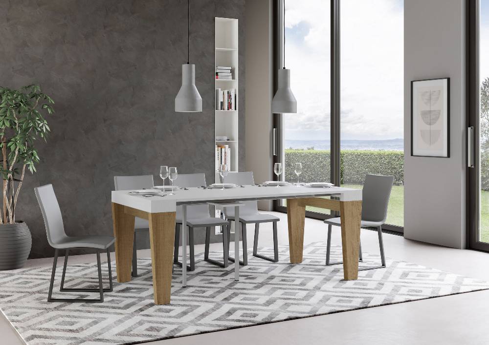 Itamoby Consolle Spimbo Mix Small Piano Bianco Frassino Gambe Quercia Natura Ritorno libero