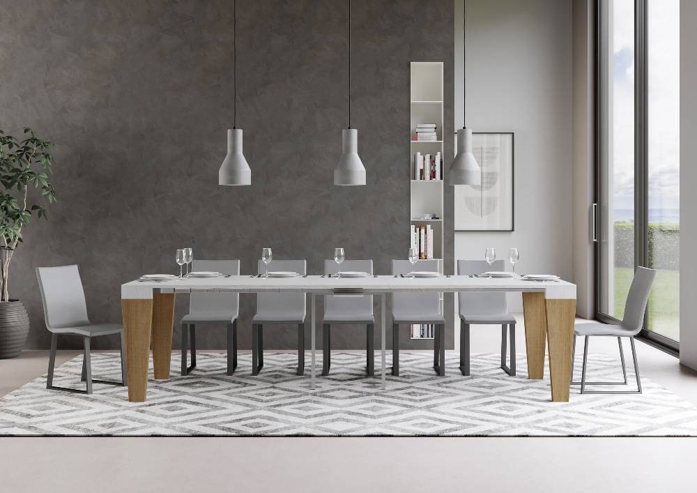 Itamoby Consolle Spimbo Mix Small Piano Bianco Frassino Gambe Quercia Natura Ritorno libero