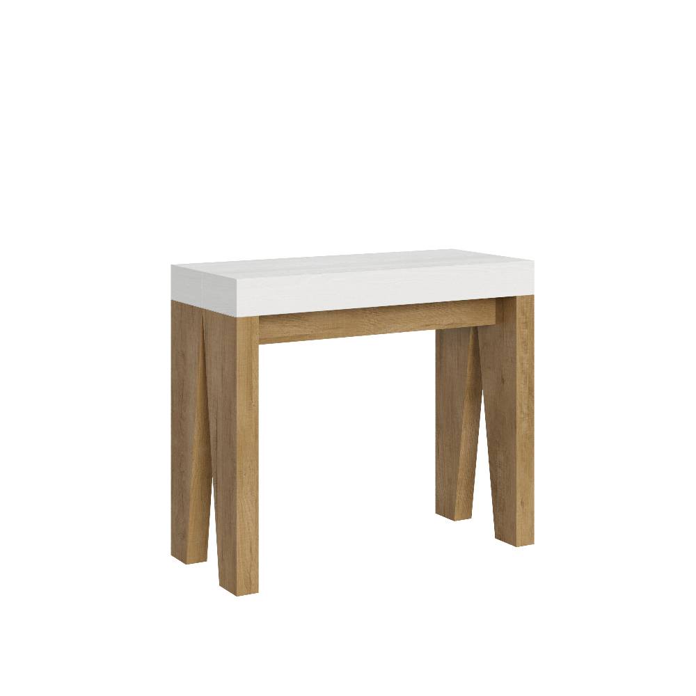 Itamoby Consolle Naxy Mix Small Piano Bianco Frassino Gambe Quercia Natura