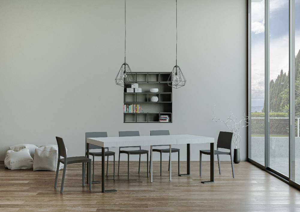 Itamoby Consolle Tecno Premium Bianco Frassino telaio Antracite Presa