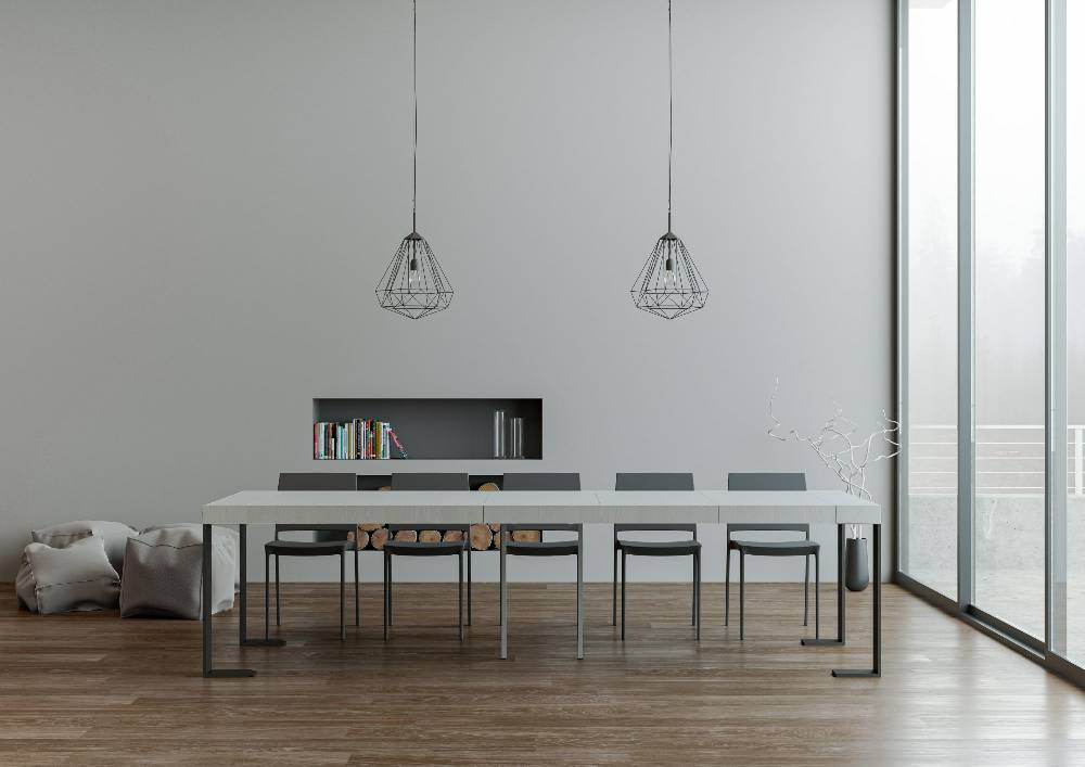 Itamoby Consolle Tecno Premium Bianco Frassino telaio Antracite Presa