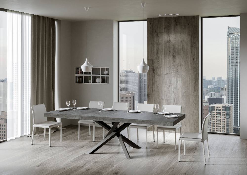 Itamoby Tavolo allungabile 90×180/284 cm Volantis Premium Cemento telaio Antracite Offerte esclusive