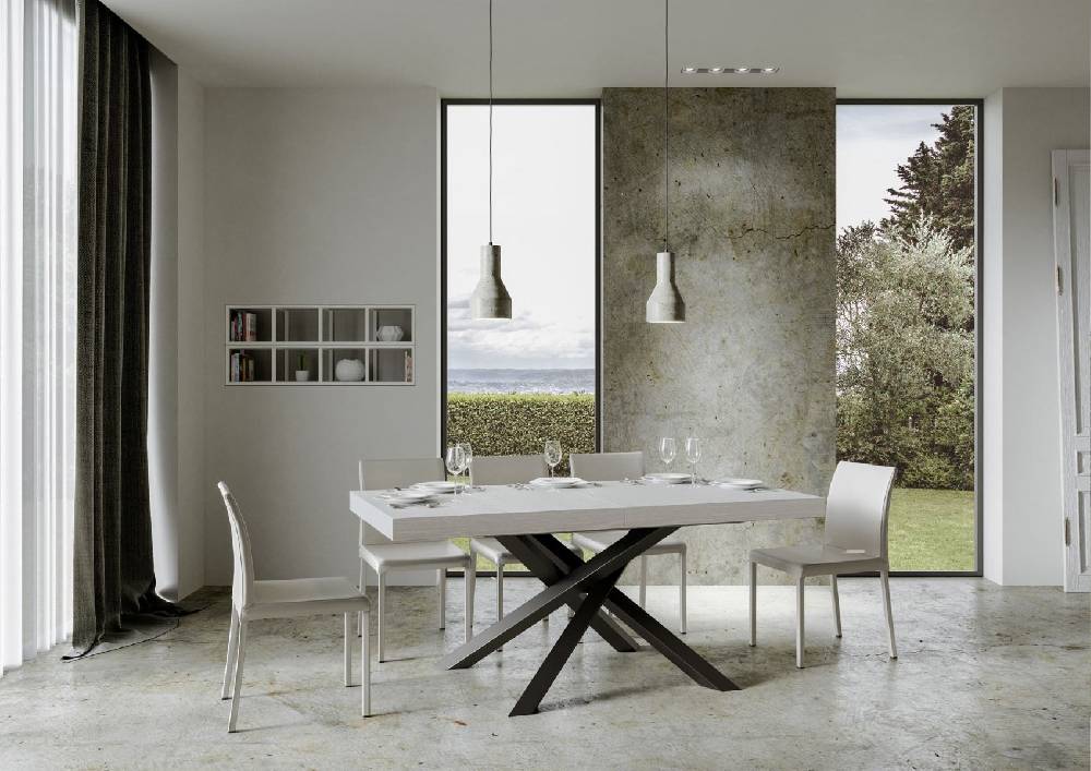 Itamoby Tavolo allungabile 90×180/284 cm Volantis Premium Bianco Frassino telaio Antracite Grandi sconti