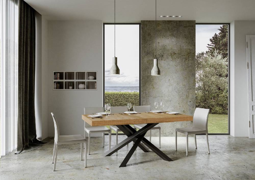 Itamoby Tavolo allungabile 90×160/264 cm Volantis Premium Quercia Natura telaio Antracite Offerte stagionali