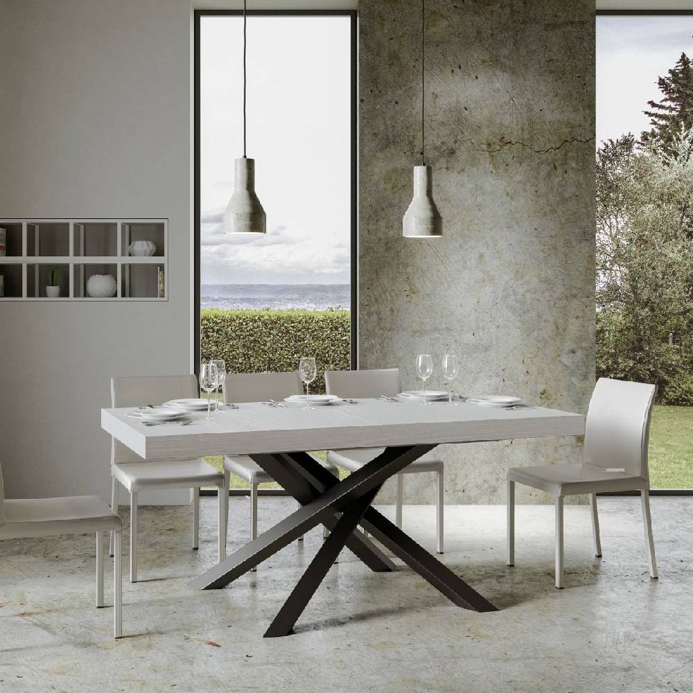 Itamoby Tavolo allungabile 90×160/264 cm Volantis Premium Bianco Frassino telaio Antracite Liquidazione