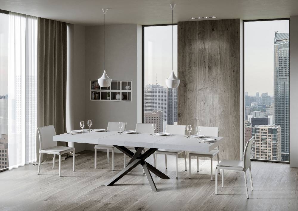 Itamoby Tavolo allungabile 90×160/264 cm Volantis Premium Bianco Frassino telaio Antracite Liquidazione