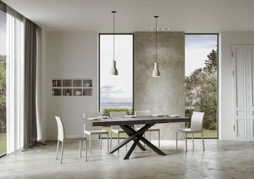 Itamoby Tavolo allungabile 90×140/244 cm Volantis Premium Cemento telaio Antracite Offerte giornaliere