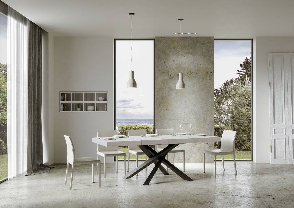 Itamoby Tavolo allungabile 90×140/244 cm Volantis Premium Bianco Frassino telaio Antracite Enormi risparmi