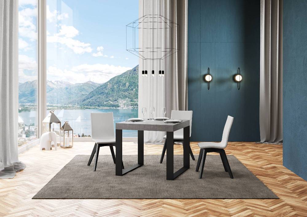 Itamoby Tavolo allungabile 90×90/246 cm Tecno Premium Cemento Sostegno trimestrale