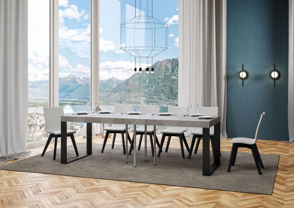 Itamoby Tavolo allungabile 90×90/246 cm Tecno Premium Cemento Sostegno trimestrale