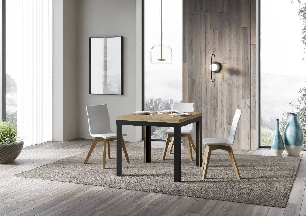 Itamoby Tavolo Linea Libra Quercia Natura 90×90 Allungato 90×180 telaio Antracite Sconto di tempo limitato