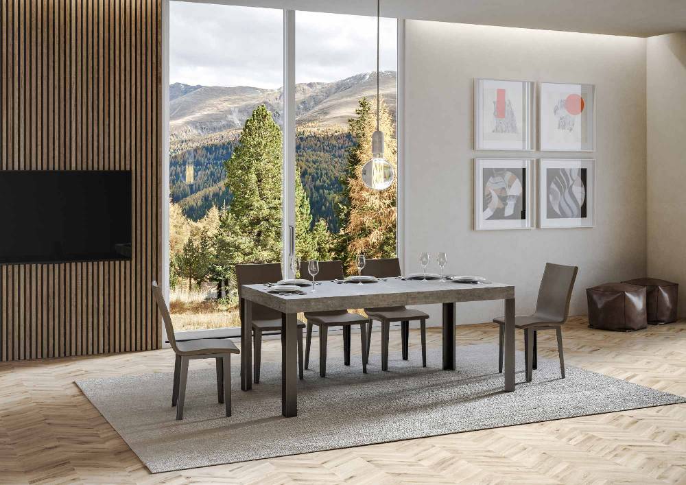 Itamoby Tavolo Linea Allungabile piano Cemento 90×180 Allungato 284 telaio Antracite Prezzo di fabbrica