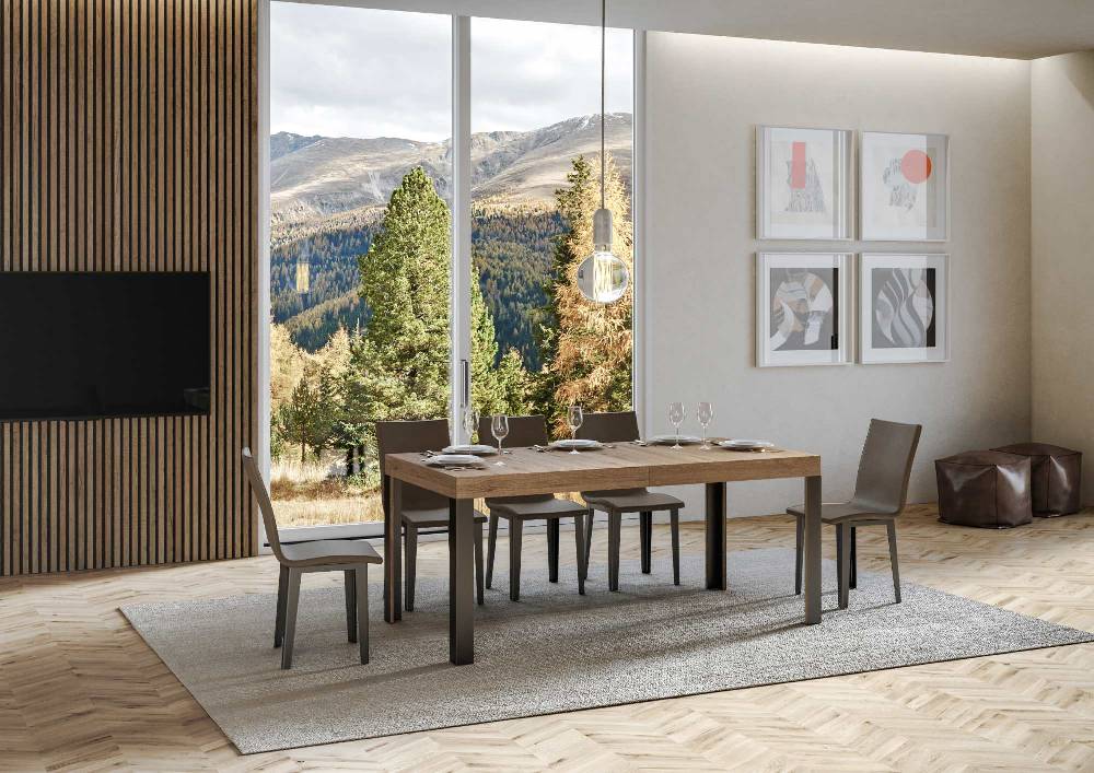 Itamoby Tavolo Linea Allungabile piano Quercia Natura 90×180 Allungato 284 telaio Antracite Offerta speciale