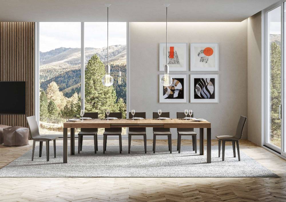 Itamoby Tavolo Linea Allungabile piano Quercia Natura 90×180 Allungato 284 telaio Antracite Offerta speciale