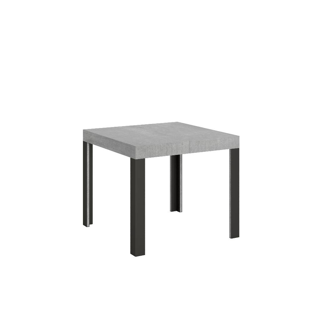 Itamoby Tavolo Linea Allungabile piano Cemento 90×90 Allungato 246 telaio Antracite