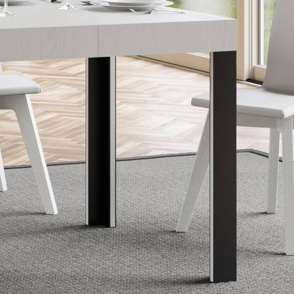 Itamoby Tavolo Linea Allungabile piano Bianco Frassino 90×90 Allungato 246 telaio Antracite Offerta Giorno del Papà