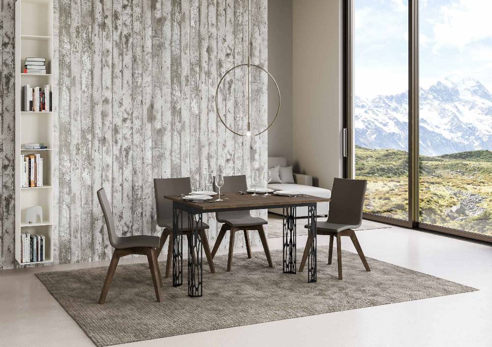 Itamoby Tavolo Ghibli Double Noce 120×45 aperto/Allungato 120×90/200×90 gambe/telaio Antracite Offerta San Valentino