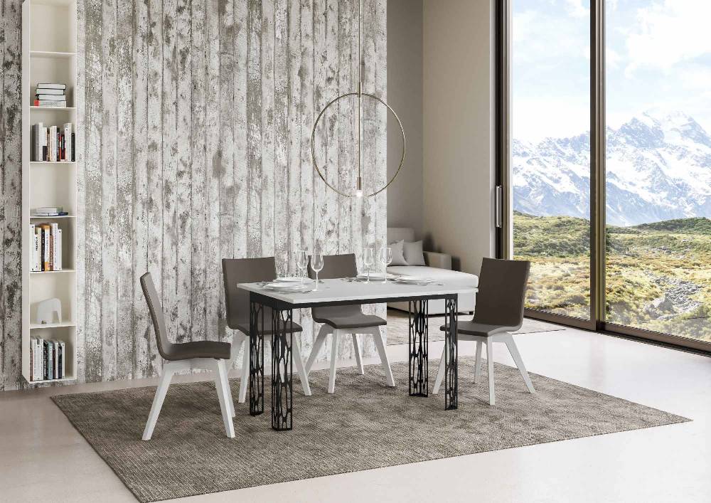 Itamoby Tavolo Ghibli Double Bianco Frassino 120×45 aperto/Allungato 120×90/200×90 gambe/telaio Antracite Smaltimento dello stoccaggio