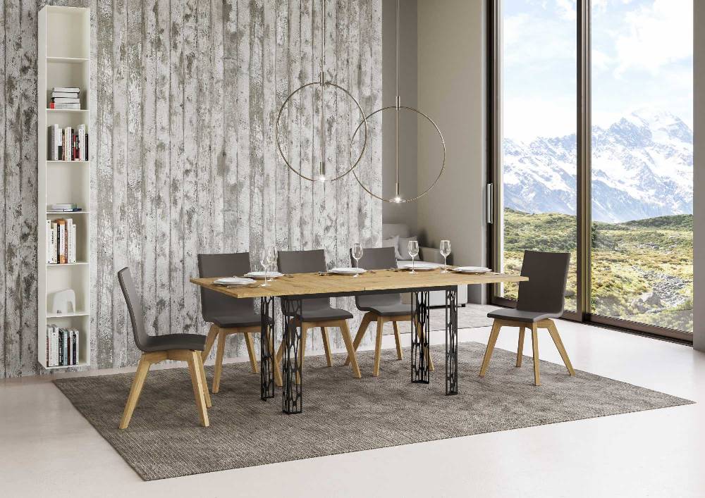 Itamoby Tavolo Ghibli Double Quercia Natura 120×45 aperto/Allungato 120×90/200×90 gambe/telaio Antracite Vendita calda