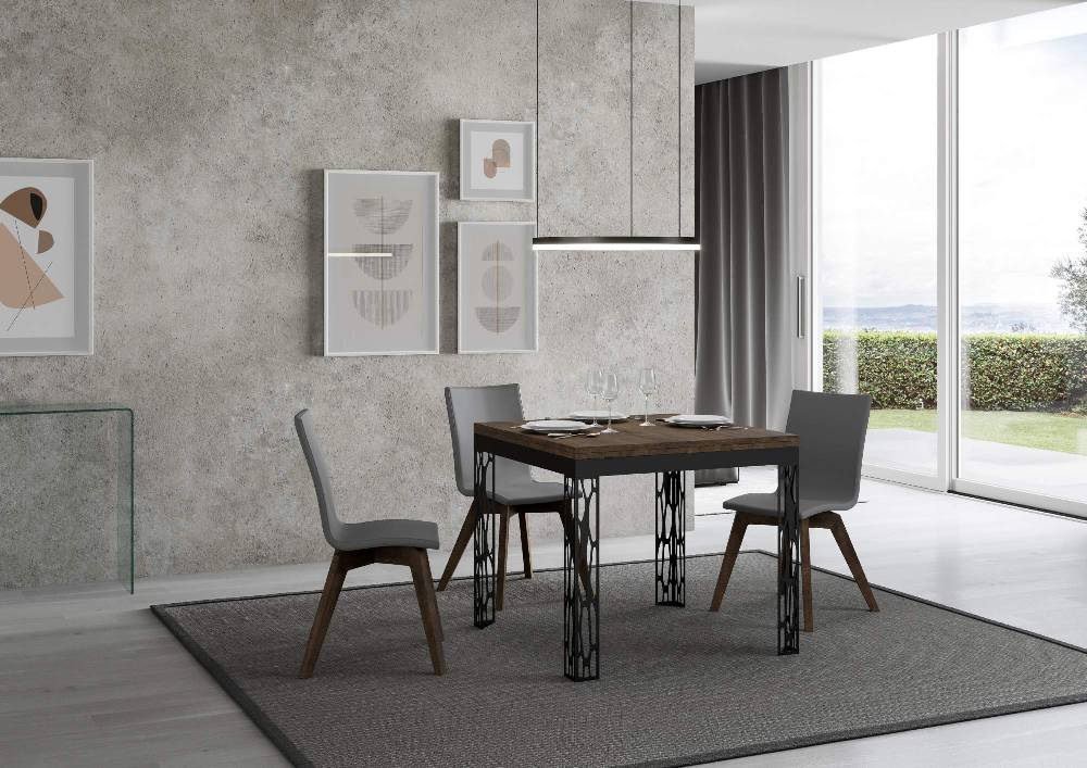 Itamoby Tavolo Ghibli Libra Noce 90×90 allungato 90×180 telaio Antracite Offerte esclusive