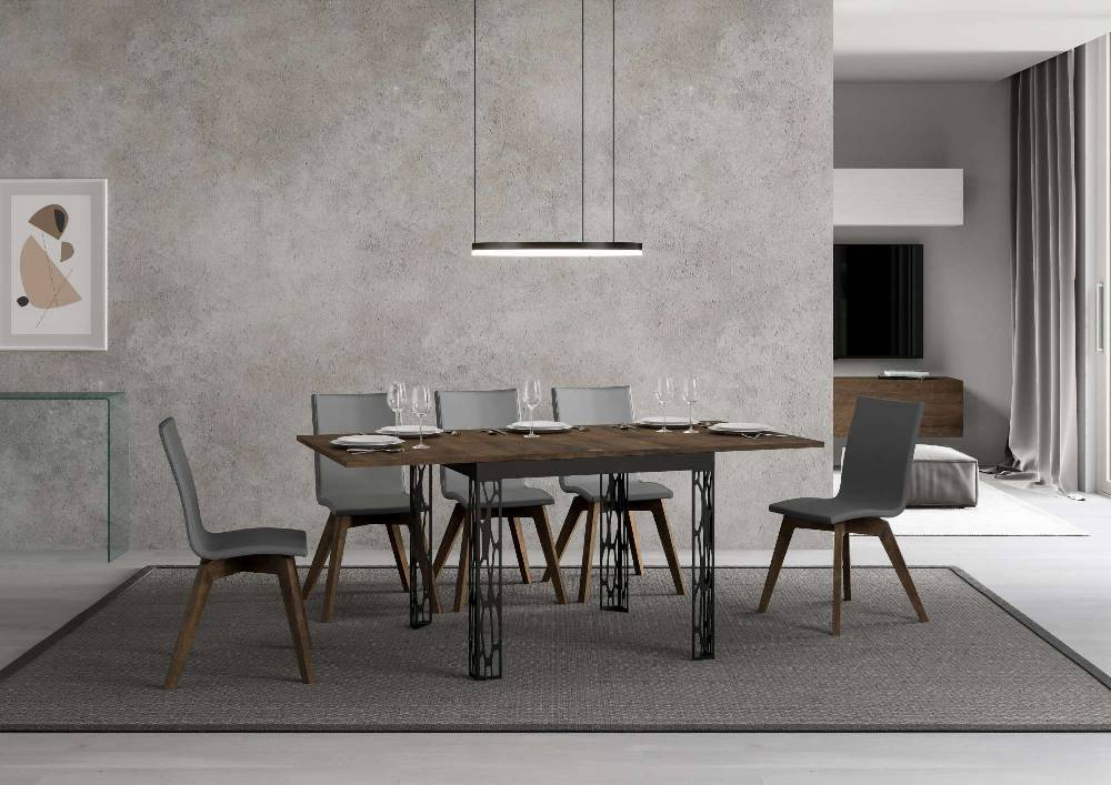Itamoby Tavolo Ghibli Libra Noce 90×90 allungato 90×180 telaio Antracite Offerte esclusive