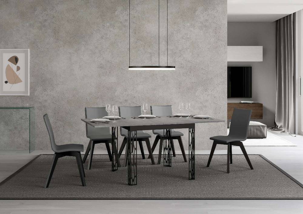 Itamoby Tavolo Ghibli Libra Cemento 90×90 allungato 90×180 telaio Antracite Lightning offer