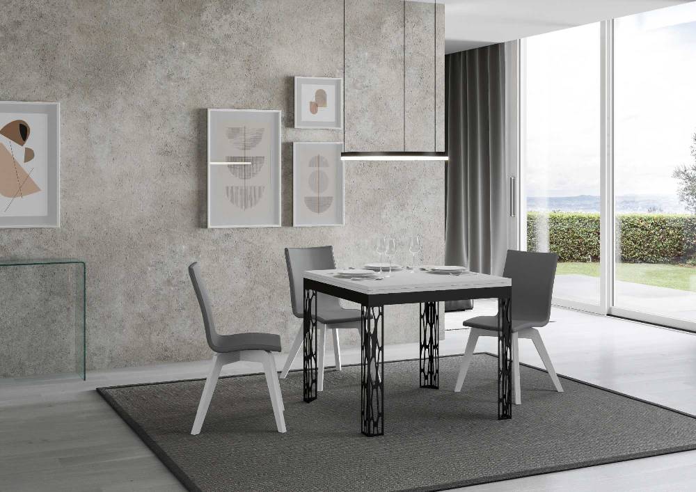 Itamoby Tavolo Ghibli Libra Bianco Frassino 90×90 allungato 90×180 telaio Antracite Grandi sconti