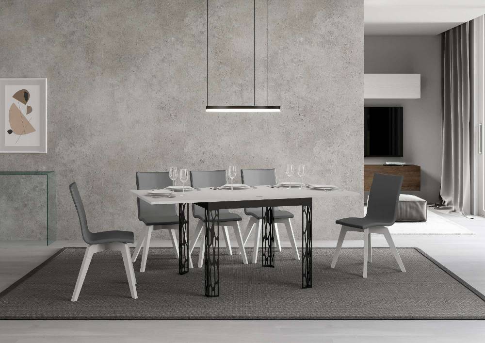 Itamoby Tavolo Ghibli Libra Bianco Frassino 90×90 allungato 90×180 telaio Antracite Grandi sconti