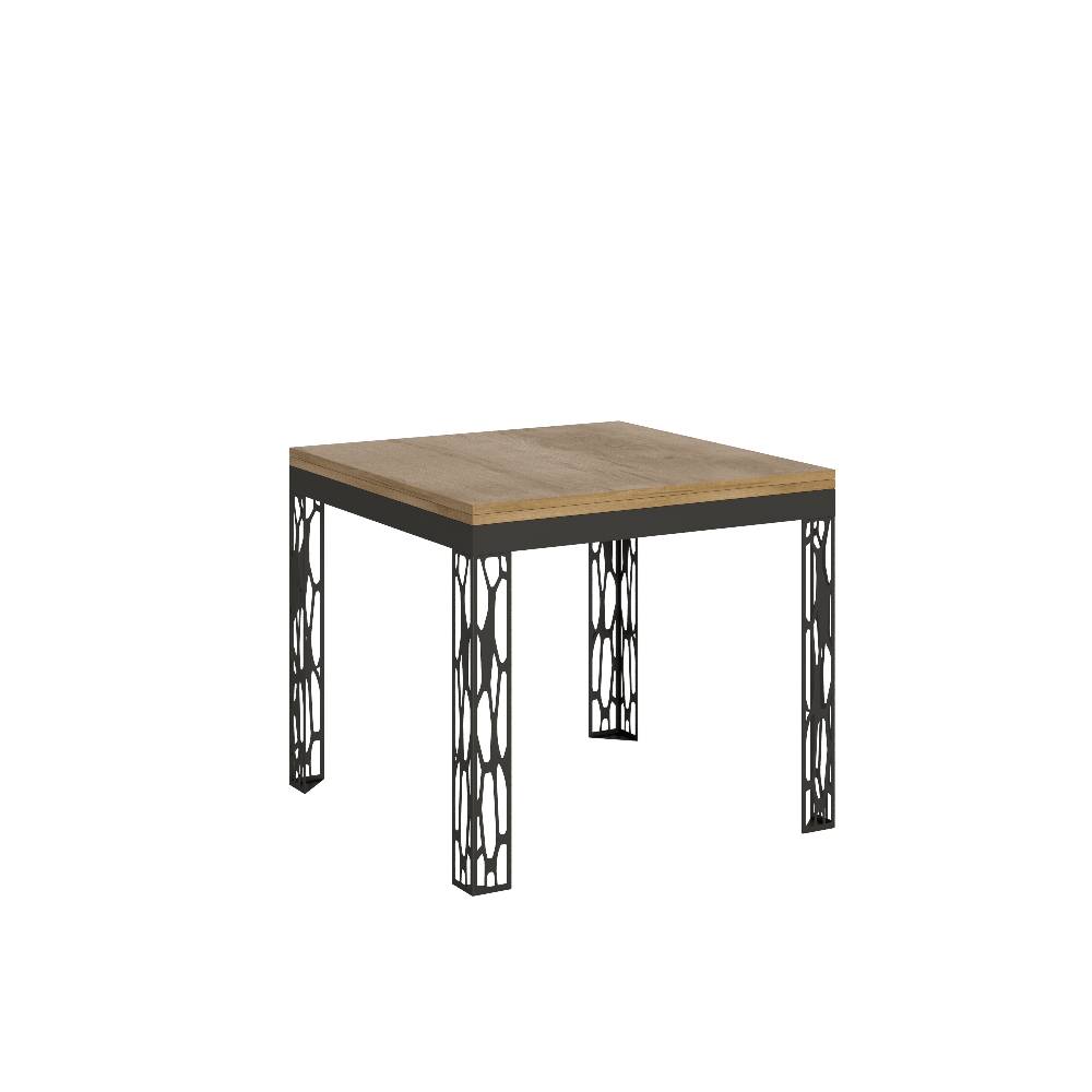 Itamoby Tavolo Ghibli Libra Quercia Natura 90×90 allungato 90×180 telaio Antracite