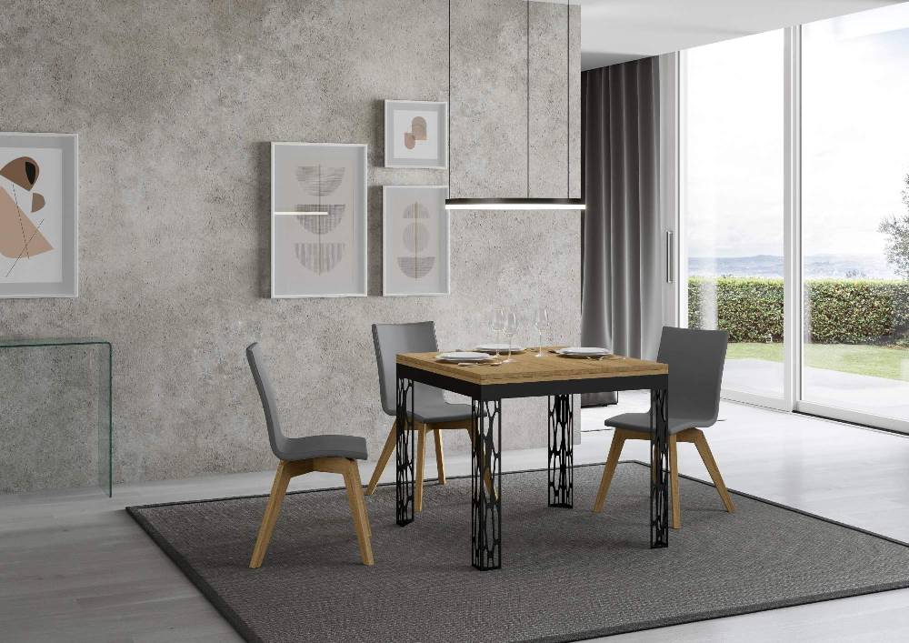 Itamoby Tavolo Ghibli Libra Quercia Natura 90×90 allungato 90×180 telaio Antracite Nuovi prodotti