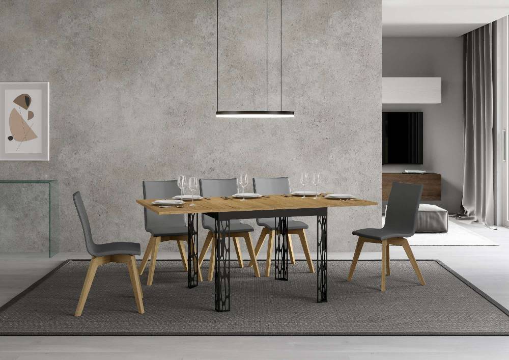 Itamoby Tavolo Ghibli Libra Quercia Natura 90×90 allungato 90×180 telaio Antracite Nuovi prodotti