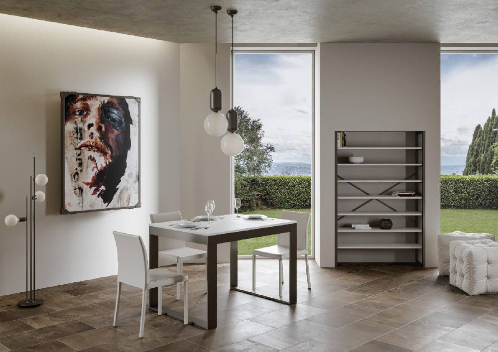 Itamoby Tavolo Tecno Evolution piano Bianco Frassino 90×120 Allungato 90×380 telaio Antracite Prezzo basso