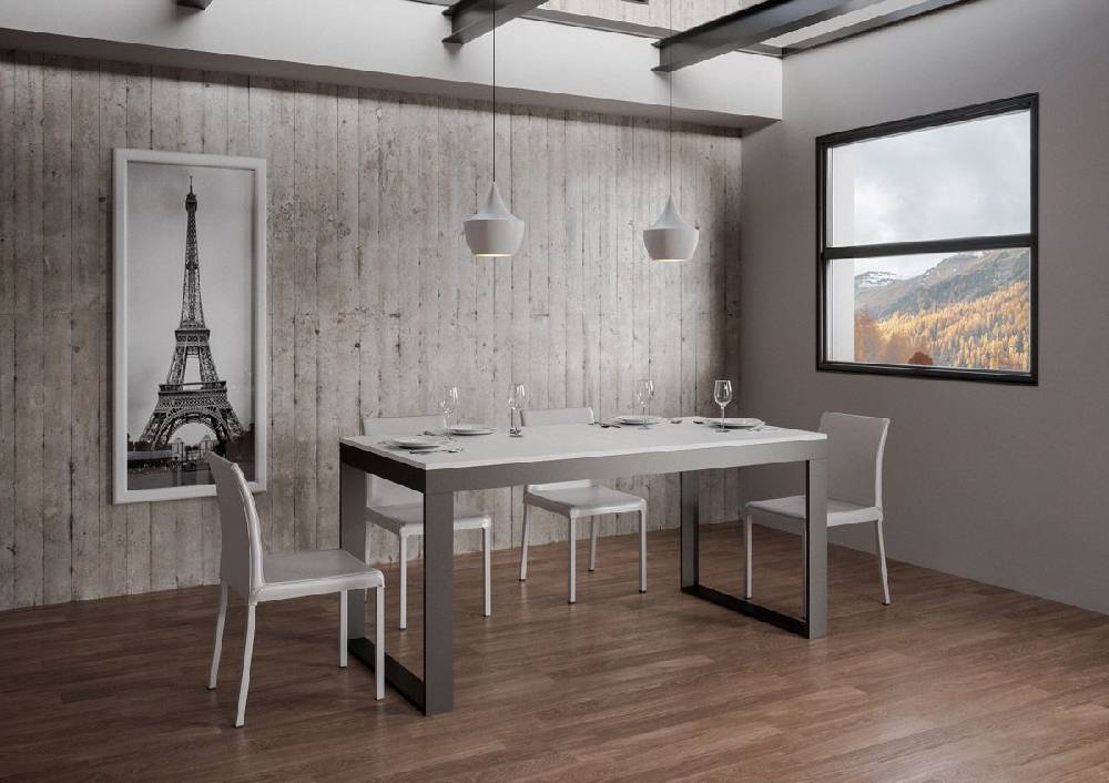 Itamoby Tavolo Tecno Evolution piano Bianco Frassino 90×180 Allungato 90×284 telaio Antracite Rilascio limitato