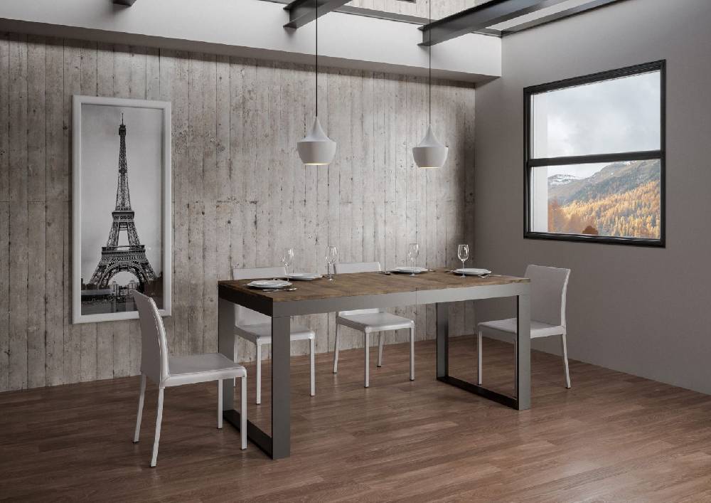 Itamoby Tavolo Tecno Evolution piano Noce 90×160 Allungato 90×264 telaio Antracite Ultimi tre giorni