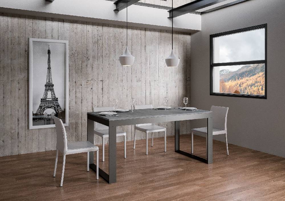 Itamoby Tavolo Tecno Evolution piano Cemento 90×160 Allungato 90×264 telaio Antracite ACQUISTA ORA