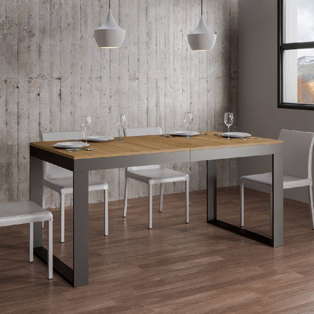 Itamoby Tavolo Tecno Evolution piano Quercia Natura 90×160 Allungato 90×264 telaio Antracite Latest stili