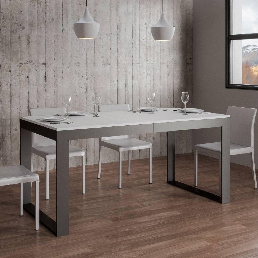 Itamoby Tavolo Tecno Evolution piano Bianco Frassino 90×160 Allungato 90×264 telaio Antracite Ultimi due giorni