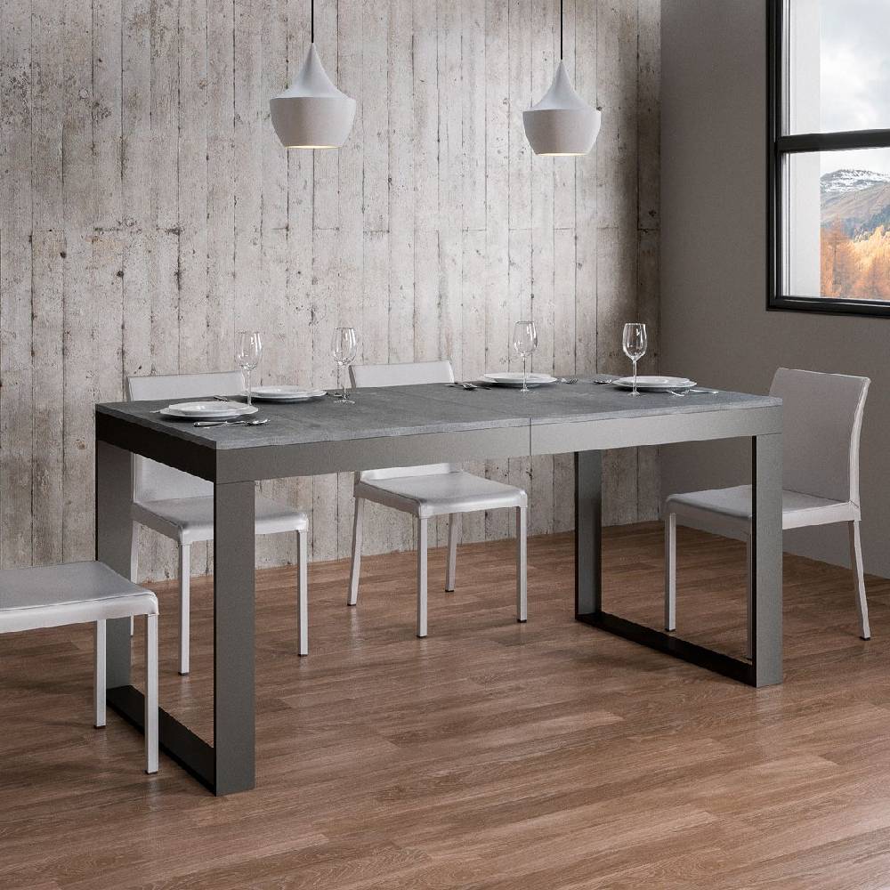 Itamoby Tavolo Tecno Evolution piano Cemento 90×120 Allungato 90×224 telaio Antracite Promozione temporanea