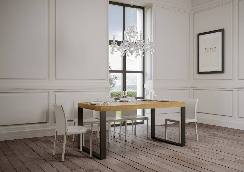 Itamoby Tavolo Tecno Premium Allungabile piano Quercia Natura 90×180 Allungato 440 telaio Antracite Offerta speciale della fabbrica